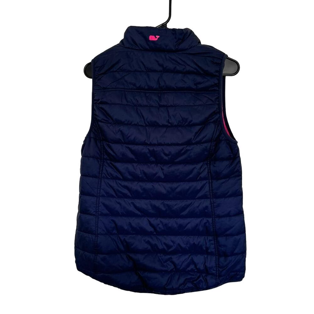 Vineyard Vines Womens Mountain Weekend Puffer Vest Navy Pink Zip Size Small - Picture 2 of 4